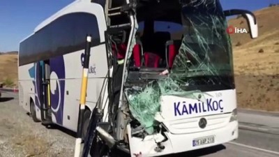 yolcu otobusu -  Tırla otobüs çarpıştı 6 yaralı Videosu