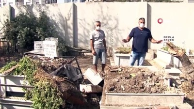 mezar tasi -  İzmir'de ilginç kaza: Sürücü aracıyla mezarlığa uçtu, 6 mezar zarar gördü Videosu