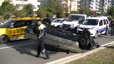  Önce refüje çarptı, sonra takla attı