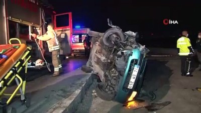 kirkoy -  Avcılar’da taş bariyerlere çarpan otomobil takla attı: 1 yaralı Videosu