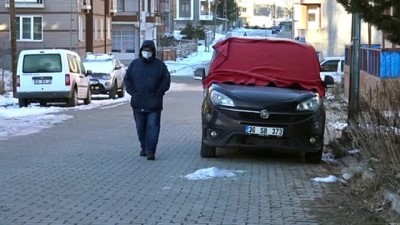 uttu - KARS - Doğu'da soğuk hava nedeniyle dereler ile araç ve evlerin camları buz tuttu Videosu