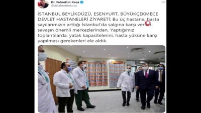  Bakan Koca’dan hastaneleri ziyaret paylaşımı
