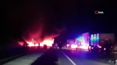 tir soforu -  Feci kazada tır alev alev yandı Videosu