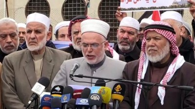 basin toplantisi - Filistinli din adamları ABD'nin sözde barış planı protesto etti - GAZZE Videosu