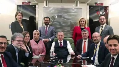  Cumhurbaşkanı Erdoğan, Brüksel ziyareti sonrası uçakta gazetecilerin sorularını cevapladı