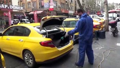  Kahramanmaraş’ta taksiler dezenfekte ediliyor