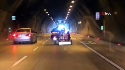  Kağıthane Tüneli’nde tehlikeli yolculuk kamerada