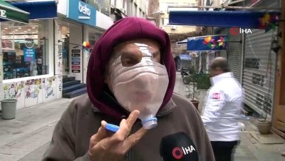  Kadıköy'de esnafın korona virüse karşı pet şişeden maske yaptı