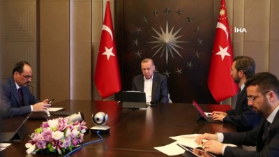  Cumhurbaşkanı Recep Tayyip Erdoğan, MİT Başkanı Hakan Fidan ile video konferans yöntemi ile görüştü