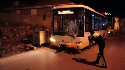 belediye otobusu -  Otobüs elektrikli bisiklete çarptı: 1 yaralı Videosu