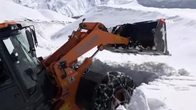 kar yiginlari -  Kar kalınlığı 7 metreyi buldu, iş makineleri 20 gündür yolu açmaya çalışıyor Videosu