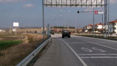 askeri konvoy -  Edirne'ye sevk edilen askeri birlikler kente giriş yapıyor Videosu