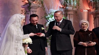 nikah sahidi -  Cumhurbaşkanı Erdoğan, yeğeninin nikah şahitliğini yaptı Videosu
