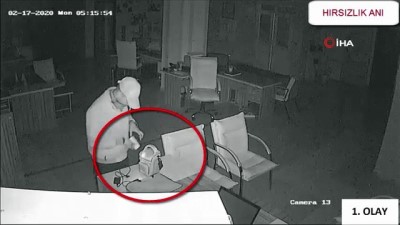  İş yeri hırsızları güvenlik kamerasında