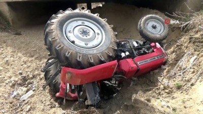  - Traktör menfeze devrildi: 1 yaralı