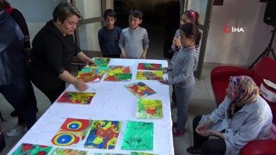 ebru sanati -  Yaşlılar ile çocuklar, ebru sanatında buluştu Videosu