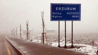 Erzurum yoğun kar yağışıyla beyaza büründü