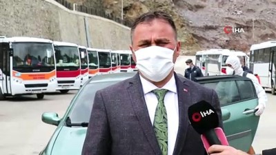  Gümüşhane'den geçen her araç dezenfekte ediliyor