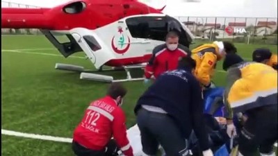  Kalp krizi riski bulunan 86 yaşındaki hasta Avşa Adası'ndan helikopter ambulansla sevk edildi