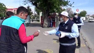 sehir ici -  Vatandaşa maske dağıtıldı sürücülere uyarı yapıldı Videosu