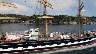 dunya turu -  İstanbul Boğazı’ndan geçen tarihi gemi “Kruzenshtern” havadan görüntülendi Videosu