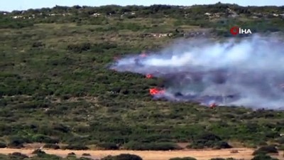 helikopter -  Söndürme çalışmalarının devam ettiği yangında 100 hektarlık makilik alan zarar gördü Videosu
