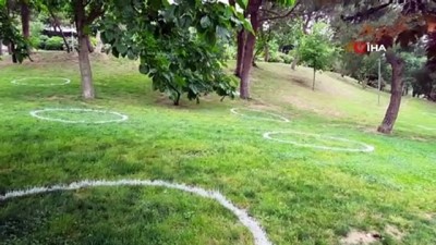 yagmurlu -  Çocuklar üçüncü kez dışarı çıktı...Maçka Parkı'nda çemberli sosyal mesafe kuralı böyle görüntülendi Videosu
