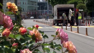 yaya gecidi -  Sokağa çıkma kısıtlamasında yol şeritleri yenilendi Videosu