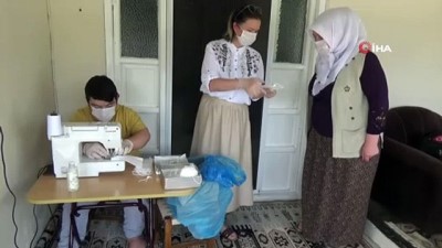 engelli ogrenci -  Sınava girecek öğrencilerin maskelerini özel öğrenciler dikiyor Videosu