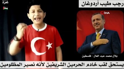  - Filistinli çocuk: 'Erdoğan, İki Kutsal Caminin Muhafızı unvanını hak ediyor'