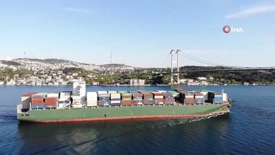 kargo gemisi -  Dev kargo gemisi İstanbul Boğazı'ndan geçti Videosu