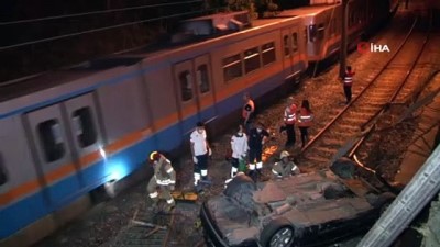 metro istasyonu -  Şirinevler’de otomobil metro raylarına uçtu: 1 yaralı Videosu
