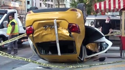  İzmir’de feci kaza...Ticari taksi takla attı: 2 yaralı