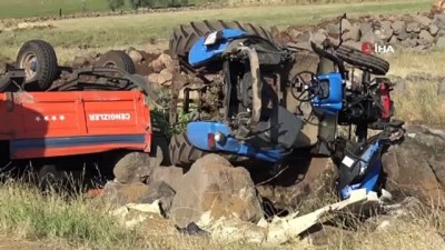   Mercimek yüklü traktör devrildi: 1 yaralı