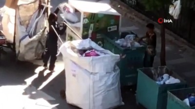  Giysi kumbarasını akıl almaz yöntemle boşalttılar