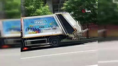  Küçükçekmece’de çöp kamyonu alev alev yandı