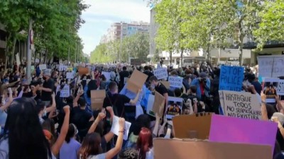 polis siddeti - İspanya'da 'George Floyd' gösterisi (2) - MADRİD Videosu