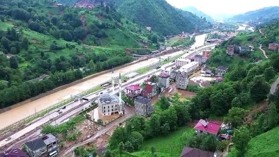siddetli yagis - Rize'deki selin meydana getirdiği hasar havadan görüntülendi Videosu