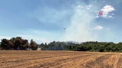 helikopter -  Saros Körfezinde orman yangını Videosu