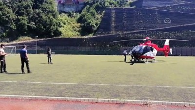 maden ocagi - Ambulans helikopter parmağında kısmi kopma meydana gelen madenci için havalandı - ZONGULDAK Videosu