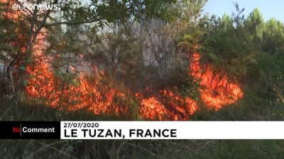 euro - Fransa'da çıkan yangın 200 hektar ormanlık alanı küle çevirdi Videosu