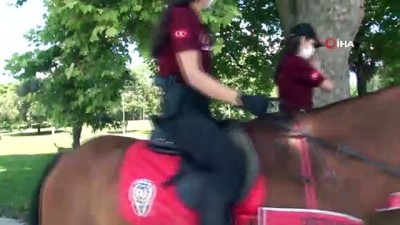 atli polis -  Atlı polislerden maske ve sosyal mesafe uyarısı Videosu