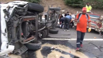 demir cubuk -  TEM’i kilitleyen kamyonet kazası: 1 yaralı Videosu