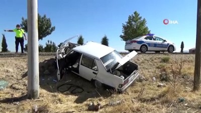 elektrik diregi -  Direksiyon hakimiyetini kaybetti, elektrik direğine çarptı: 1 ağır yaralı Videosu