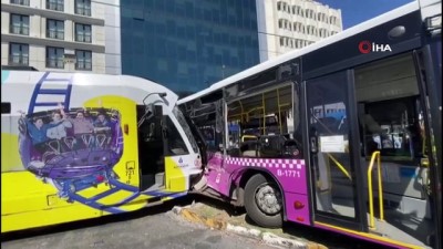 halk otobusu -  Tramvay otobüse çarptı: 2 yaralı Videosu