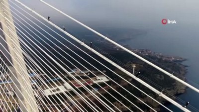 onarim calismasi -  Yavuz Sultan Selim Köprüsü halatlarında nefes kesen çalışma Videosu