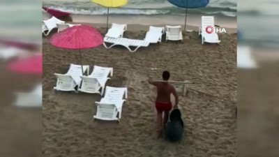  Dünyaca ünlü plajdaki tüm malzemelere zarar veren şüpheli yakalandı