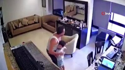  - Lübnanlı babanın patlama anında oğlunu korumaya çalıştığı anlar kamerada