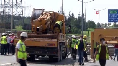 is makinesi -  Hasdal Otoyolu’nda çöken üst geçit kaldırıldı Videosu