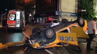 polis ekipleri -  Beşiktaş’ta ticari taksi takla attı: 2 yaralı Videosu